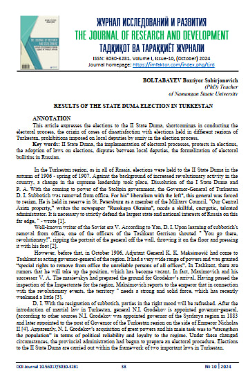 Results of the state duma election in Turkestan