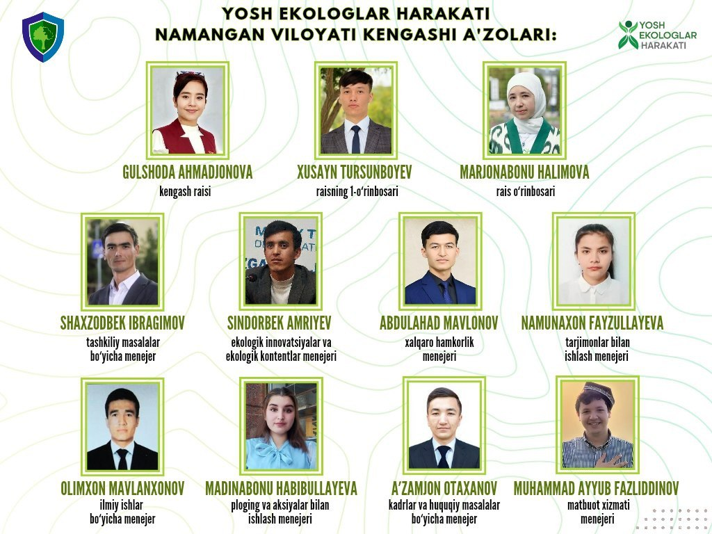 Namangan viloyati "Yosh ekologlar harakati" kengashi aʼzolari