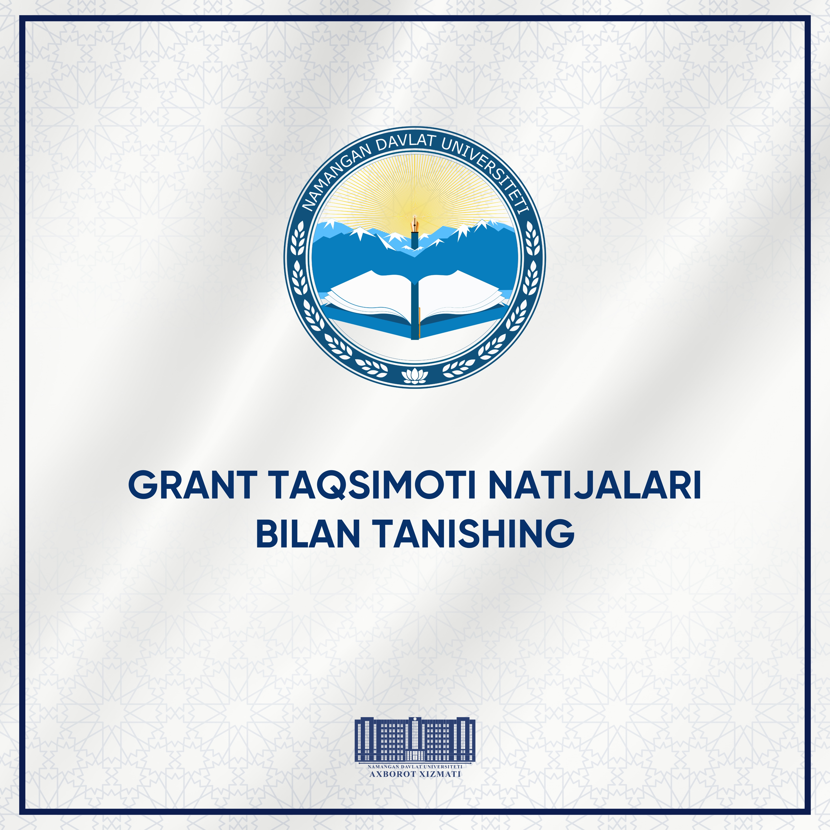 GRANTLARNI QAYTA TAQSIMLASH YUZASIDAN O‘TKAZILGAN TANLOV NATIJALARI BILAN TANISHING!