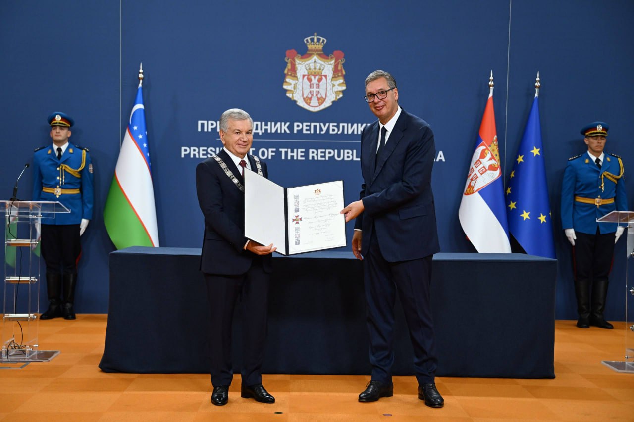 O‘zbekiston Respublikasi Prezidenti Shavkat Mirziyoyev Katta zanjirli Serbiya Respublikasi ordeni bilan taqdirlandi