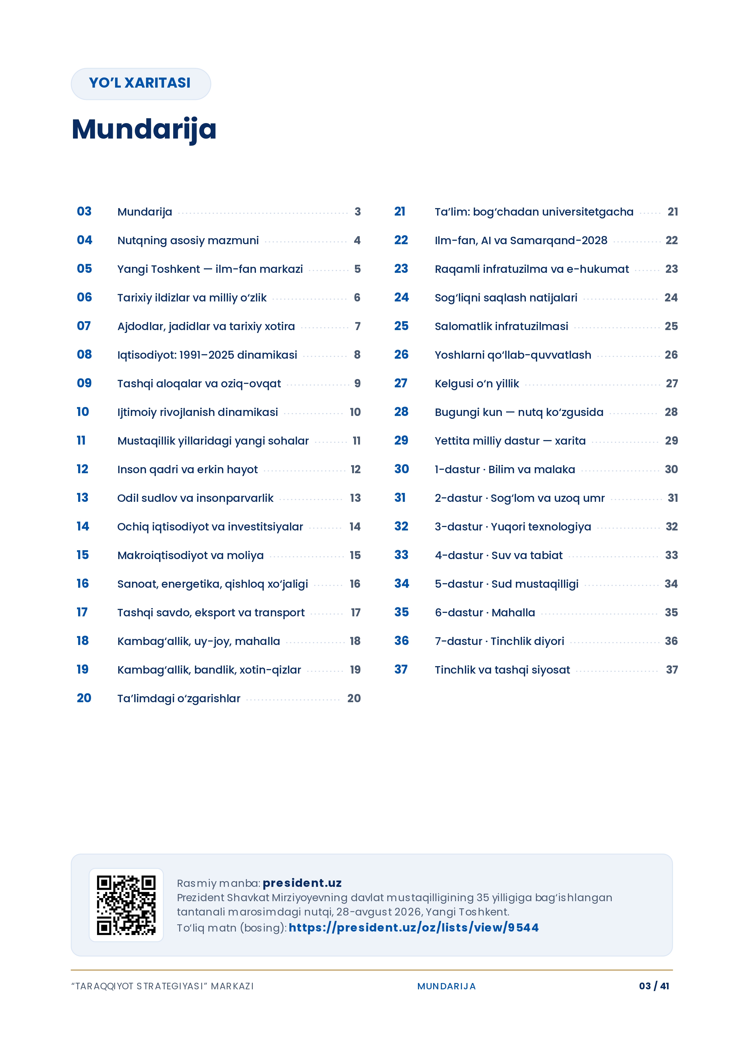 “O‘zbekiston: 35 yillik taraqqiyot va yangi marralar” — maxsus infografiklar to‘plami 1